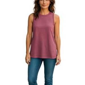 New Vince Crinkled Satin Tank in Magenta sze XS | Crewneck Sleeveless Top